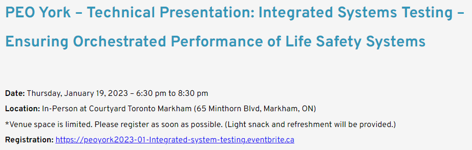 details on how to register for the Integrated Systems Testing Technical Presentation